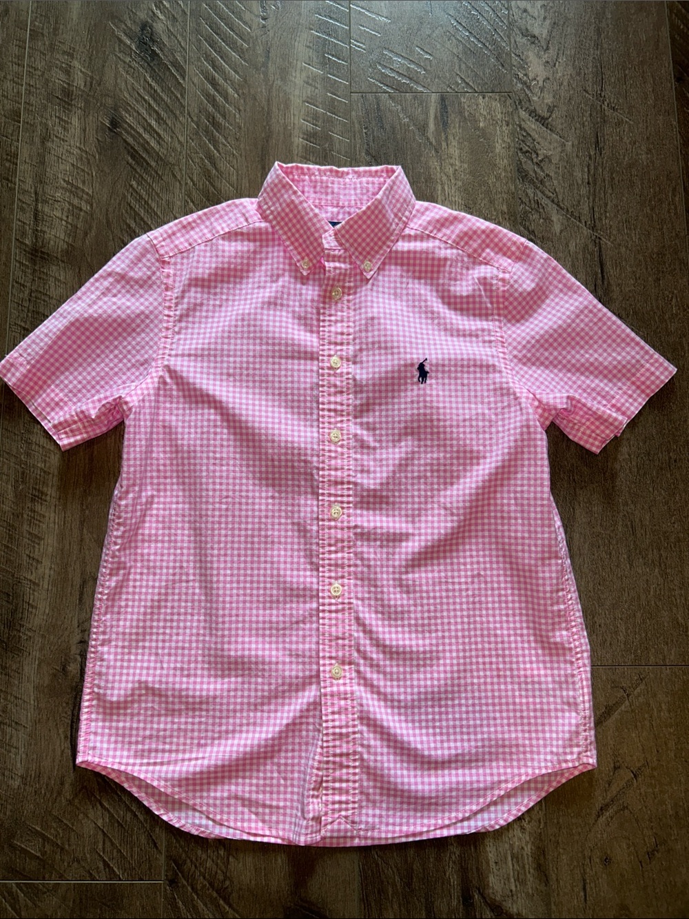 RALPH LAUREN BOYS SHORT SLEEVE BUTTON DOWN GINGHAM 10/12
